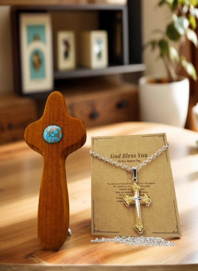 RONDURE Wooden Crosses Fidget for Crafts Pocket Cross Hand Held Clinging Anxiety Relief First Communion Gifts for Girls Prayer or Stress Relief Women Christian/Religious Gifts - Image 2